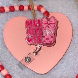 Dr Pepper Pink Heart Badge Reel